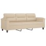 Sofá de 3 plazas y taburete tela microfibra crema 180 cm de , Sofás - Ref: Foro24-3201235, Precio: 392,96 €, Descuento: %