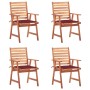 Sillas comedor de jardín y cojines 4 uds madera maciza acacia de , Sillas de jardín - Ref: Foro24-3078329, Precio: 304,58 €, ...