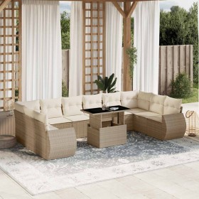 Set de sofás de jardín 11pzas con cojines ratán sintético beige en Conjuntos de jardín | Comprar online en Foru.es