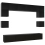 Set de muebles de salón TV 8 piezas madera ingeniería negro de , Muebles TV - Ref: Foro24-3078797, Precio: 335,41 €, Descuent...