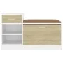 Banco zapatero madera de ingeniería blanco y roble Sonoma de vidaXL, Zapateros y organizadores de calzado - Ref: Foro24-32674...
