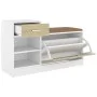 Banco zapatero madera de ingeniería blanco y roble Sonoma de vidaXL, Zapateros y organizadores de calzado - Ref: Foro24-32674...