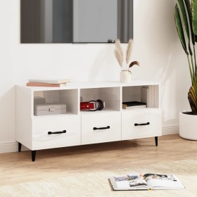 Mueble de TV madera contrachapada blanco brillo 102x35x50 cm de , Muebles TV - Ref: Foro24-812615, Precio: 58,78 €, Descuento: %