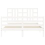 Estructura de cama con cabecero madera maciza blanco 140x200 cm de vidaXL, Camas y somieres - Ref: Foro24-3193922, Precio: 13...