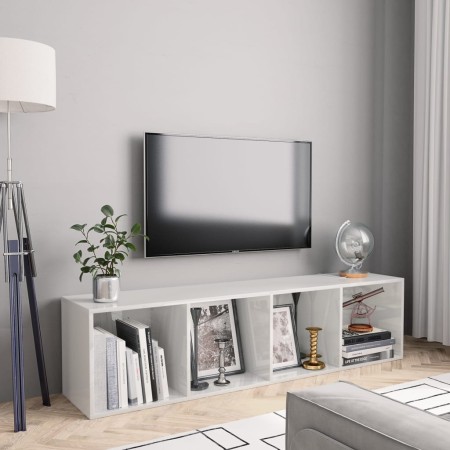 Estantería/mueble de TV blanco brillo 143x30x36 cm de , Estantes y estanterías - Ref: Foro24-800267, Precio: 77,77 €, Descuen...