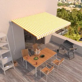 Toldo retráctil automático amarillo y blanco 450x300 cm de vidaXL, Toldos - Ref: Foro24-3068928, Precio: 378,37 €, Descuento: %