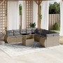 Set de sofás de jardín 11pzas con cojines ratán sintético beige en Conjuntos de jardín | Comprar online en Foru.es