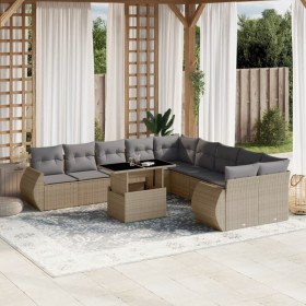 Set de sofás de jardín 11pzas con cojines ratán sintético beige en Conjuntos de jardín | Comprar online en Foru.es