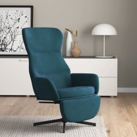 Sillón de relax con reposapiés terciopelo azul de , Sillones - Ref: Foro24-3097505, Precio: 118,43 €, Descuento: %