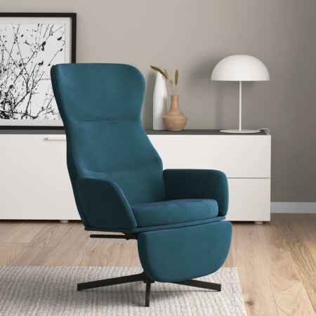 Sillón de relax con reposapiés terciopelo azul de , Sillones - Ref: Foro24-3097505, Precio: 118,43 €, Descuento: %