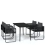 Juego de comedor para jardín 5 piezas negro de , Conjuntos de jardín - Ref: Foro24-3099085, Precio: 392,60 €, Descuento: %