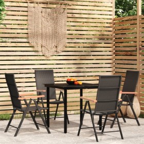 Juego de comedor para jardín 5 piezas negro de , Conjuntos de jardín - Ref: Foro24-3099114, Precio: 350,26 €, Descuento: %