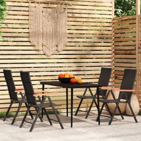 Juego de comedor para jardín 5 piezas negro de , Conjuntos de jardín - Ref: Foro24-3099121, Precio: 384,10 €, Descuento: %