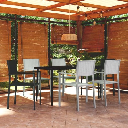 Juego de comedor para jardín 7 piezas blanco y negro de , Conjuntos de jardín - Ref: Foro24-3099278, Precio: 443,74 €, Descue...