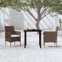 Juego de comedor de jardín 3 piezas con cojines marrón y negro de , Conjuntos de jardín - Ref: Foro24-3099299, Precio: 227,37...