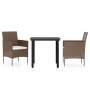 Juego de comedor de jardín 3 piezas con cojines marrón y negro de , Conjuntos de jardín - Ref: Foro24-3099299, Precio: 227,37...