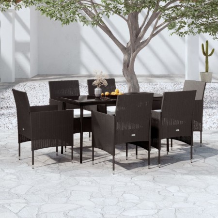 Juego de comedor de jardín 7 piezas con cojines negro de , Conjuntos de jardín - Ref: Foro24-3099308, Precio: 448,47 €, Descu...