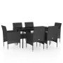 Juego de comedor de jardín 7 piezas con cojines negro de , Conjuntos de jardín - Ref: Foro24-3099308, Precio: 448,47 €, Descu...