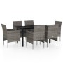 Juego de comedor de jardín 7 piezas con cojines gris y negro de , Conjuntos de jardín - Ref: Foro24-3099290, Precio: 461,17 €...