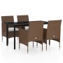 Juego de comedor de jardín 5 piezas con cojines marrón y negro de , Conjuntos de jardín - Ref: Foro24-3099301, Precio: 369,58...
