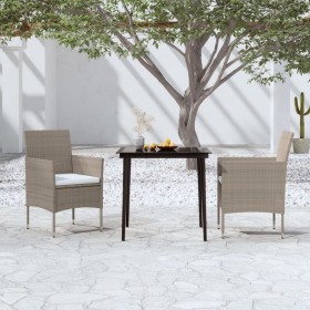 Juego de comedor de jardín 3 piezas con cojines beige y negro de , Conjuntos de jardín - Ref: Foro24-3099317, Precio: 256,98 ...