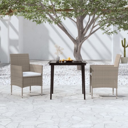 Juego de comedor de jardín 3 piezas con cojines beige y negro de , Conjuntos de jardín - Ref: Foro24-3099317, Precio: 256,98 ...