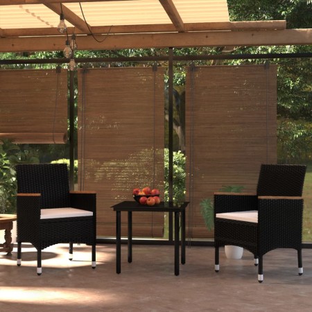 Juego de comedor de jardín 3 piezas con cojines negro de , Conjuntos de jardín - Ref: Foro24-3099329, Precio: 211,07 €, Descu...