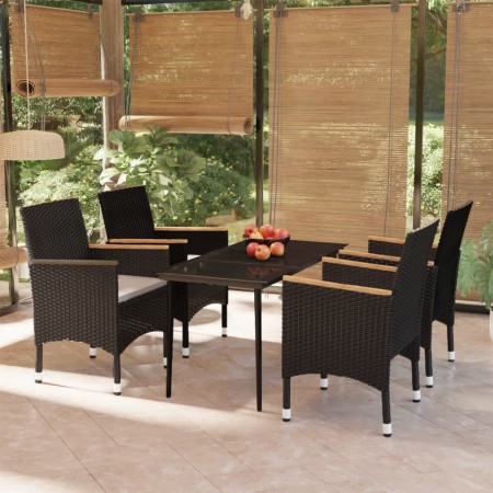Juego de comedor de jardín 5 piezas con cojines negro de , Conjuntos de jardín - Ref: Foro24-3099343, Precio: 318,75 €, Descu...