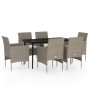 Juego de comedor de jardín 7 piezas con cojines beige y negro de , Conjuntos de jardín - Ref: Foro24-3099320, Precio: 505,37 ...