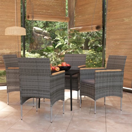 Juego de comedor para jardín 5 piezas con cojines gris y negro de , Conjuntos de jardín - Ref: Foro24-3099348, Precio: 383,90...