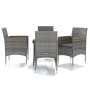 Juego de comedor para jardín 5 piezas con cojines gris y negro de , Conjuntos de jardín - Ref: Foro24-3099348, Precio: 383,90...