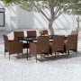 Juego de comedor para jardín 9 piezas y cojines marrón y negro de , Conjuntos de jardín - Ref: Foro24-3099322, Precio: 752,11...