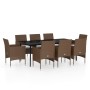 Juego de comedor para jardín 9 piezas y cojines marrón y negro de , Conjuntos de jardín - Ref: Foro24-3099322, Precio: 752,11...