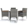 Juego de comedor para jardín 5 piezas con cojines gris y negro de , Conjuntos de jardín - Ref: Foro24-3099336, Precio: 361,40...