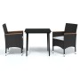 Juego de comedor de jardín 3 piezas con cojines negro de , Conjuntos de jardín - Ref: Foro24-3099341, Precio: 227,48 €, Descu...