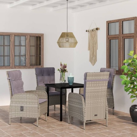 Juego de comedor para jardín 5 piezas con cojines gris y negro de , Conjuntos de jardín - Ref: Foro24-3099360, Precio: 577,41...