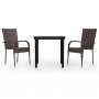 Juego de comedor de jardín 3 piezas marrón y negro de , Conjuntos de jardín - Ref: Foro24-3099383, Precio: 193,90 €, Descuent...