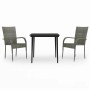 Juego de comedor de jardín 3 piezas gris y negro de , Conjuntos de jardín - Ref: Foro24-3099407, Precio: 208,97 €, Descuento: %