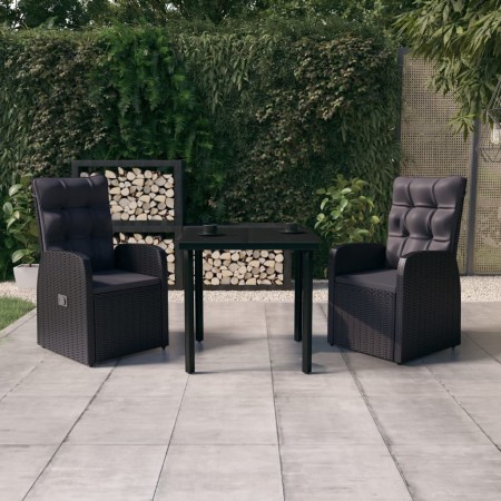 Juego de comedor de jardín 3 piezas con cojines negro de , Conjuntos de jardín - Ref: Foro24-3099479, Precio: 421,03 €, Descu...