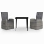 Juego de comedor de jardín 3 piezas con cojines gris de , Conjuntos de jardín - Ref: Foro24-3099485, Precio: 449,13 €, Descue...