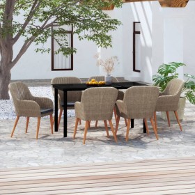 Juego de comedor para jardín 7 piezas con cojines marrón de , Conjuntos de jardín - Ref: Foro24-3099514, Precio: 869,59 €, De...