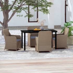 Juego de comedor de jardín 5 piezas con cojines marrón de , Conjuntos de jardín - Ref: Foro24-3099537, Precio: 754,13 €, Desc...