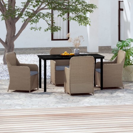 Juego de comedor de jardín 5 piezas con cojines marrón de , Conjuntos de jardín - Ref: Foro24-3099537, Precio: 754,13 €, Desc...
