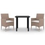 Set comedor de jardín 3 pzas y cojines ratán sintético y vidrio de , Conjuntos de jardín - Ref: Foro24-3099703, Precio: 214,4...