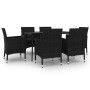 Set comedor de jardín 7 pzas y cojines ratán sintético y vidrio de , Conjuntos de jardín - Ref: Foro24-3099736, Precio: 545,5...