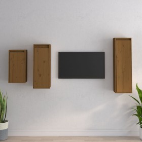Muebles para TV 3 piezas madera maciza de pino marrón miel de , Muebles TV - Ref: Foro24-3100162, Precio: 136,56 €, Descuento: %