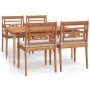 Juego comedor de jardín 5 pzas y cojines madera maciza de teca de , Conjuntos de jardín - Ref: Foro24-3100789, Precio: 767,97...