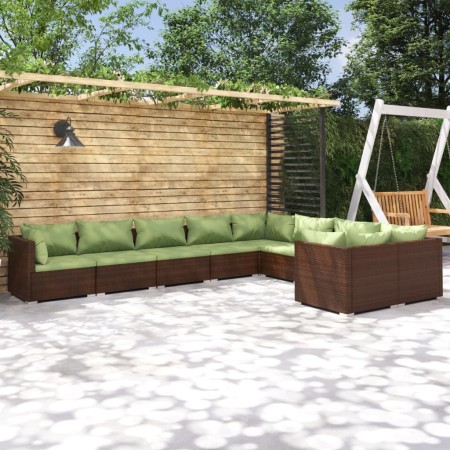 Set muebles de jardín 9 piezas y cojines ratán sintético marrón de , Conjuntos de jardín - Ref: Foro24-3102764, Precio: 1,00 ...