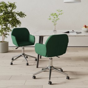 Sillas de comedor giratorias 2 unidades tela verde oscuro de , Sillas de comedor - Ref: Foro24-3103091, Precio: 168,49 €, Des...