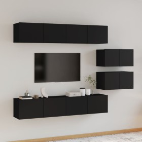 Set de muebles para TV 6 piezas madera contrachapada negro de , Muebles TV - Ref: Foro24-3114599, Precio: 253,92 €, Descuento: %